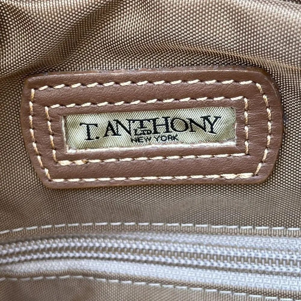 T. Anthony Weekender Duffle Bag Black Canvas Tan Leather Monogram CIH No Strap